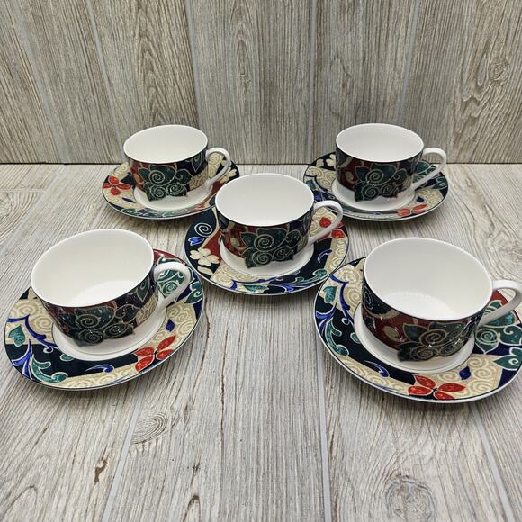 Set Of‎ 5 Christopher Stuart Optima HK201 Pasha’s Palace Cups & Saucers - Picture 1 of 5